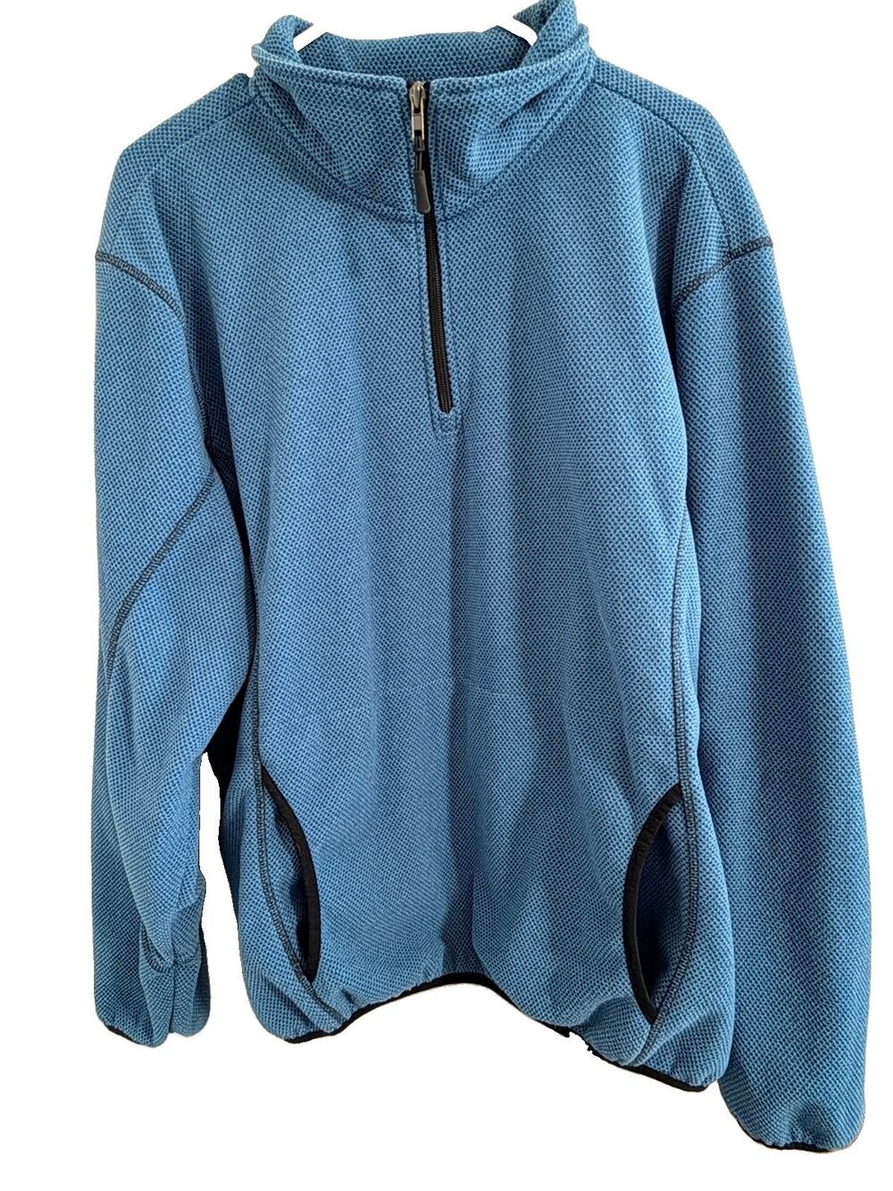 Powder River Outfitters Blue Grid Fleece 1/4 Zip Pullover Men's Size XL Western
